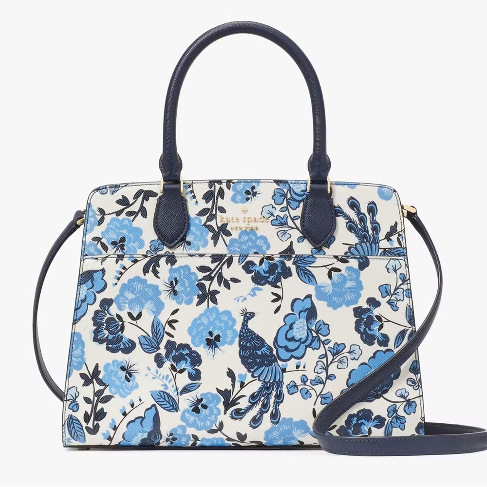 Like New! Kate Spade Madison Peacock Floral Printed Medium Satchel